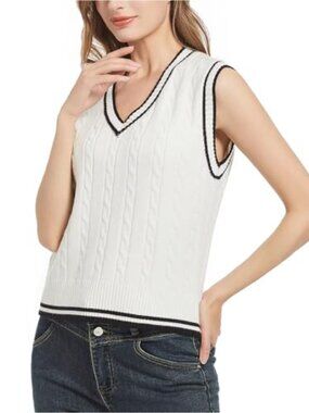 Sweater Vest V Neck Sleeveless Knit Pullover Womens Casual